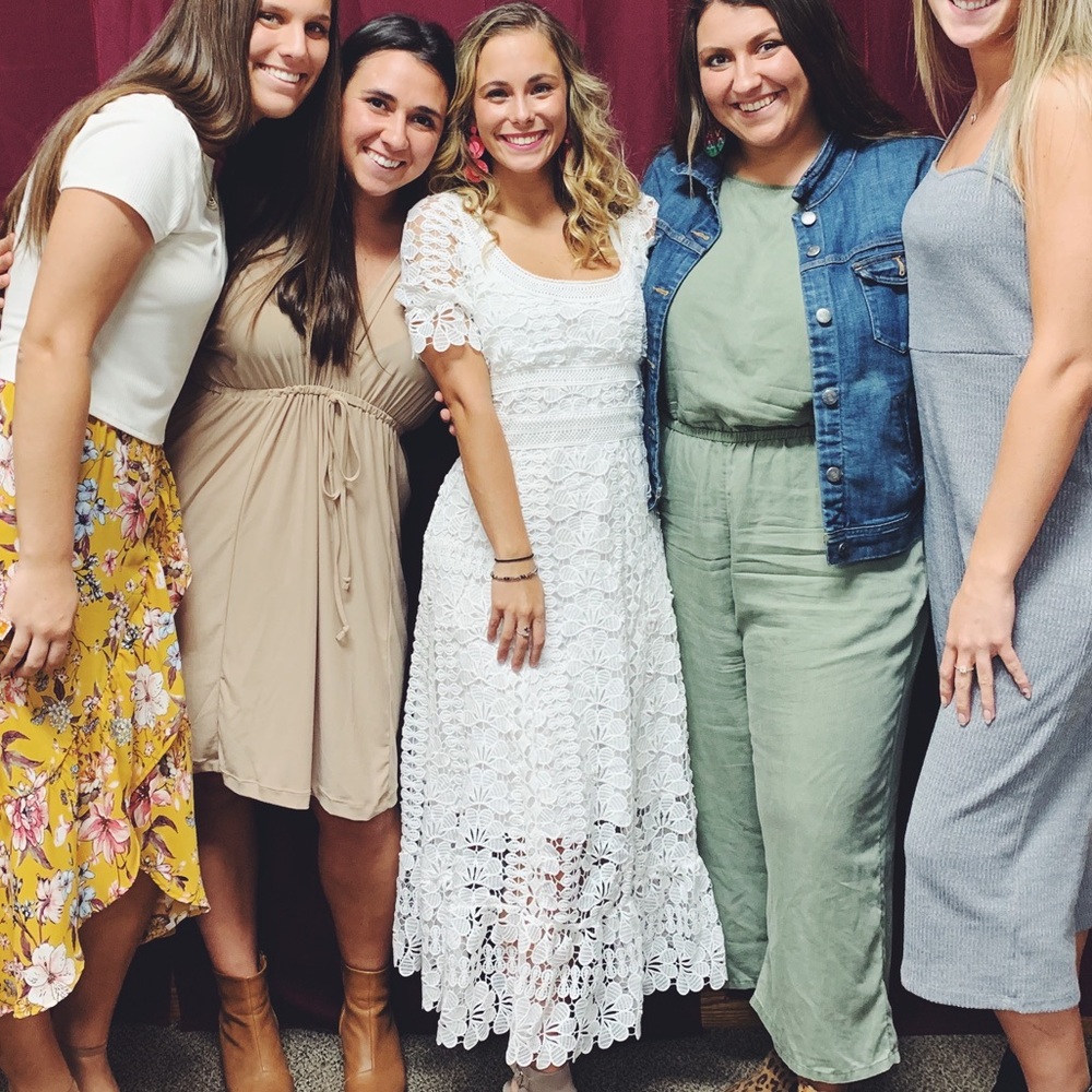 White Lace Midi Dress - Wore once for wedding shower